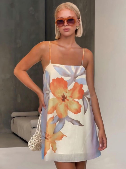 Floral print camisole dress-TOPS / DRESSES-[Adult]-[Female]-Pattern-S-2022 Online Blue Zone Planet