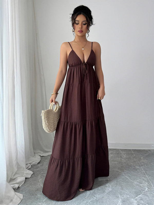 Elegant suspender maxi dress-TOPS / DRESSES-[Adult]-[Female]-2022 Online Blue Zone Planet