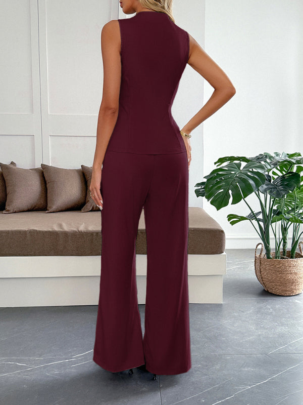 Simple style vest straight trousers two-piece set-[Adult]-[Female]-2022 Online Blue Zone Planet