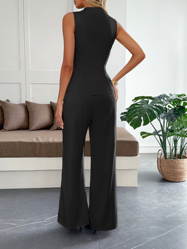 Simple style vest straight trousers two-piece set-[Adult]-[Female]-2022 Online Blue Zone Planet