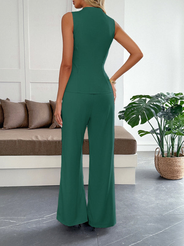 Simple style vest straight trousers two-piece set-[Adult]-[Female]-2022 Online Blue Zone Planet