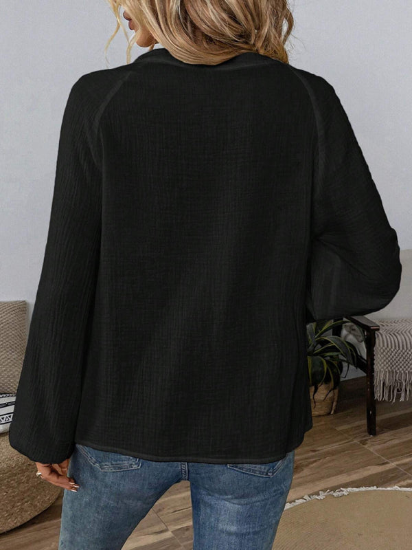 Ethnic style casual V-neck embroidered cotton top-[Adult]-[Female]-2022 Online Blue Zone Planet