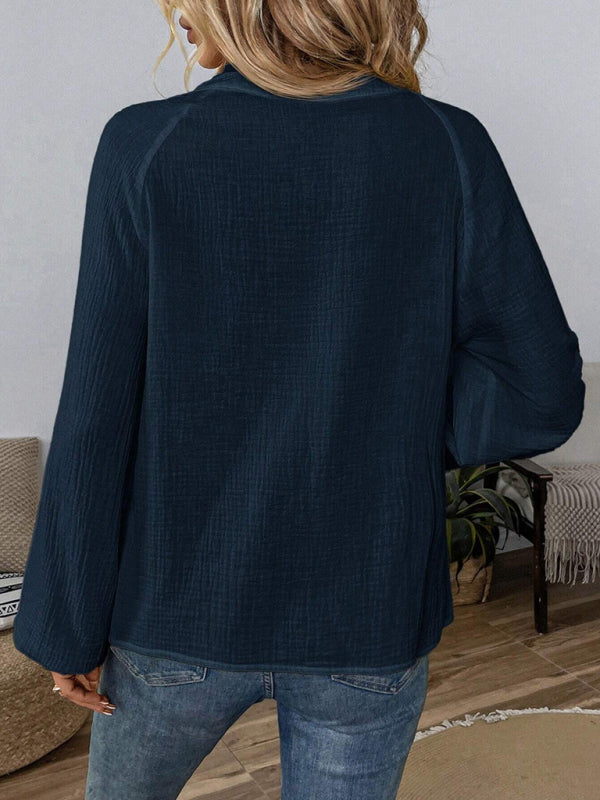Ethnic style casual V-neck embroidered cotton top-[Adult]-[Female]-2022 Online Blue Zone Planet