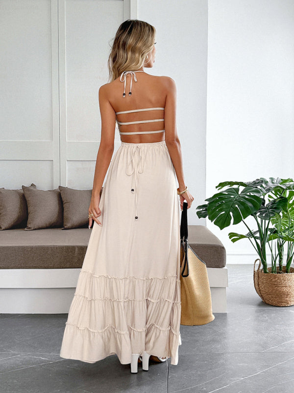 Elegant halter neck tube top cake dress-TOPS / DRESSES-[Adult]-[Female]-2022 Online Blue Zone Planet
