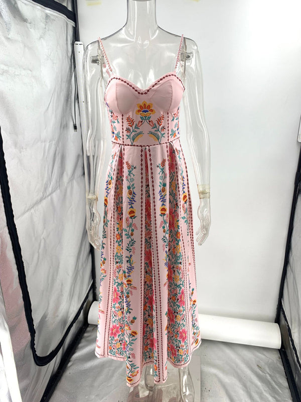 Beaded suspender print holiday dress-TOPS / DRESSES-[Adult]-[Female]-2022 Online Blue Zone Planet