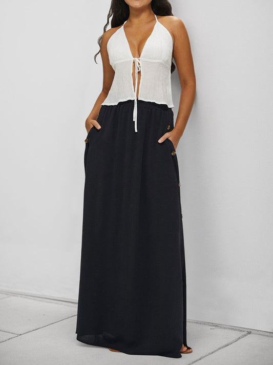 Women's Casual Commuter Button Skirt