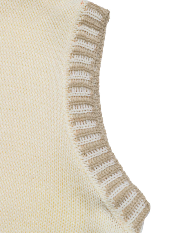 Contrast Color Sleeveless Cardigan Knitted Vest-[Adult]-[Female]-2022 Online Blue Zone Planet
