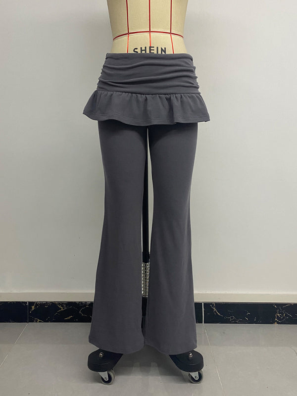 Hot Girl Ballet Fake Two-Piece Bootcut Casual Pants-[Adult]-[Female]-2022 Online Blue Zone Planet