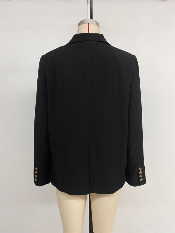 Fashionable, simple and casual commuter suit collar black suit jacket-[Adult]-[Female]-2022 Online Blue Zone Planet