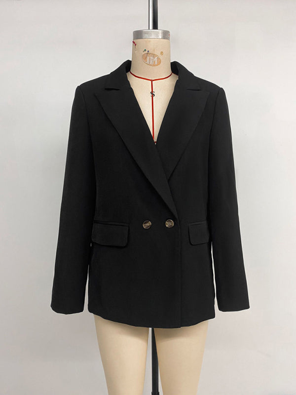 Fashionable, simple and casual commuter suit collar black suit jacket-[Adult]-[Female]-2022 Online Blue Zone Planet