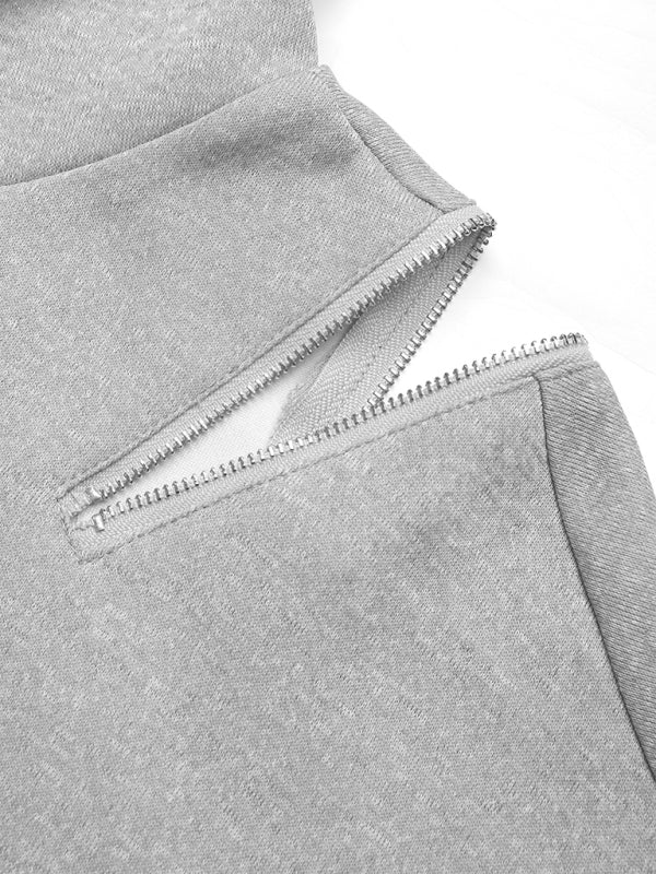 Long Sleeve Off-Shoulder Hooded Pullover Sweatshirt-[Adult]-[Female]-2022 Online Blue Zone Planet