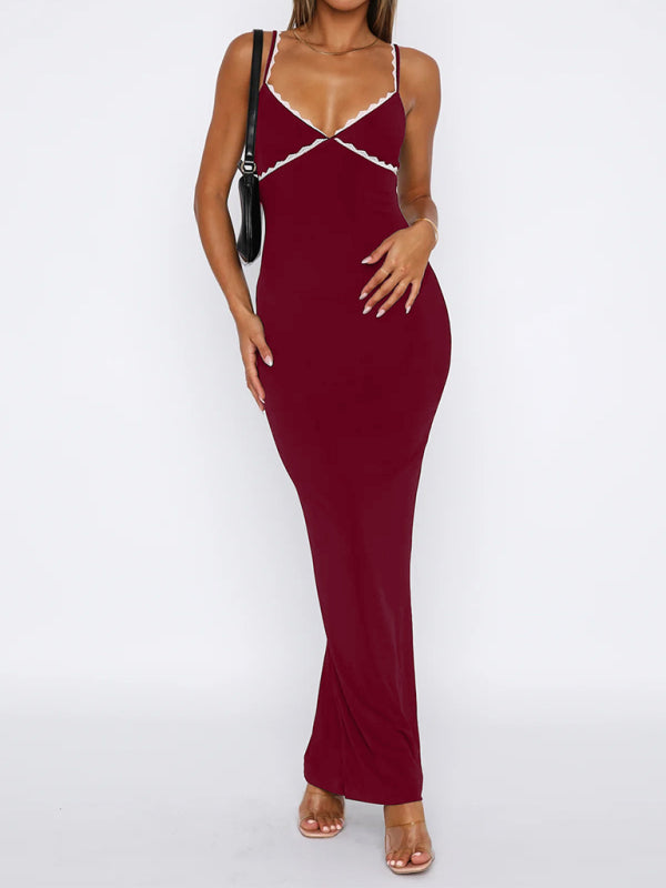 Y2K sexy suspender hip long dress-[Adult]-[Female]-Wine Red-S-2022 Online Blue Zone Planet