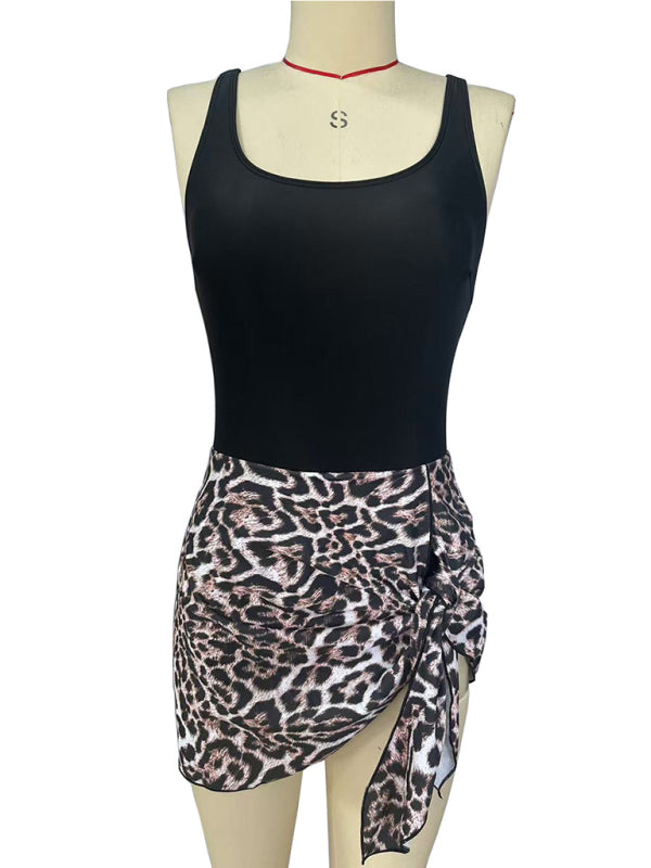 Sexy slim skirt-style leopard print one-piece swimsuit bikini-[Adult]-[Female]-2022 Online Blue Zone Planet