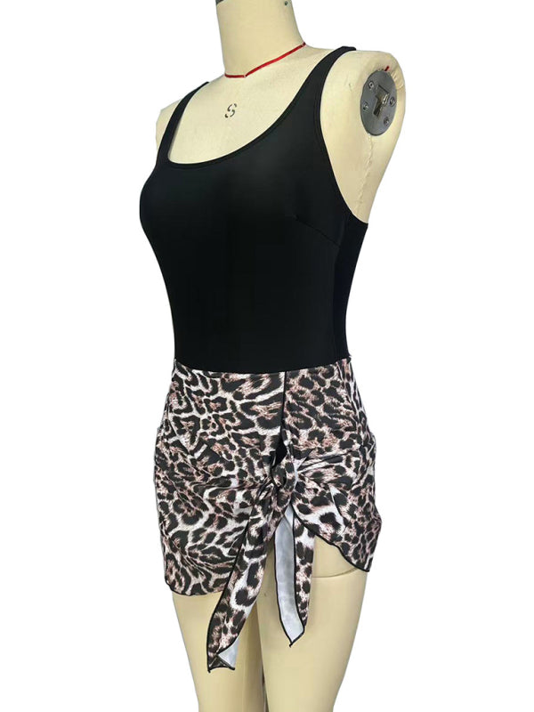 Sexy slim skirt-style leopard print one-piece swimsuit bikini-[Adult]-[Female]-2022 Online Blue Zone Planet