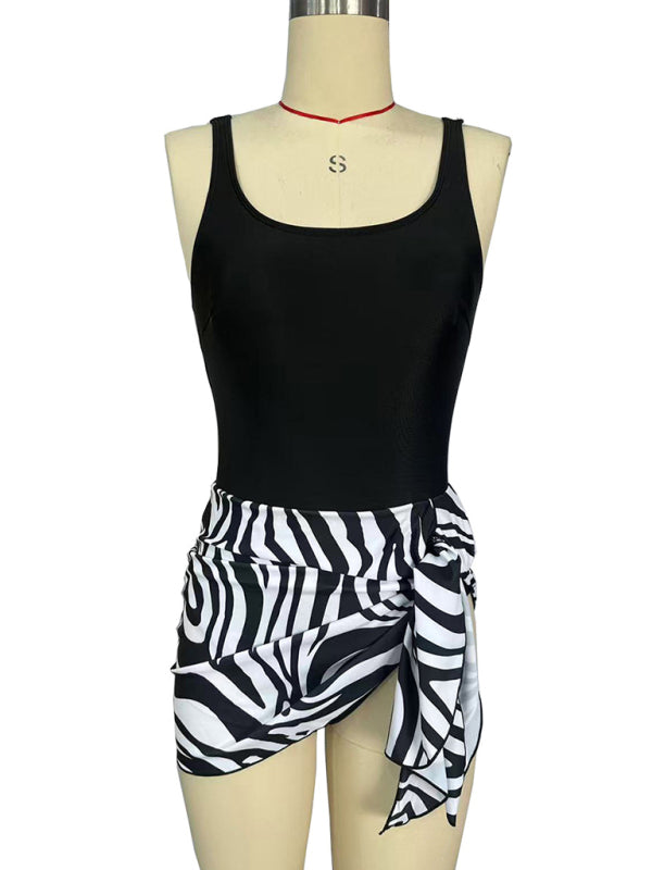 Sexy slim skirt style zebra print one-piece swimsuit bikini-[Adult]-[Female]-2022 Online Blue Zone Planet