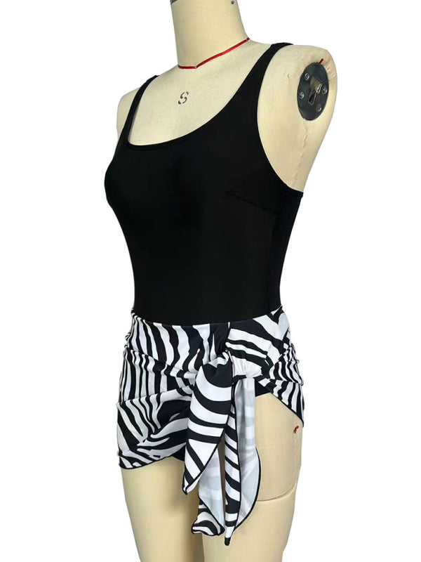 Sexy slim skirt style zebra print one-piece swimsuit bikini-[Adult]-[Female]-2022 Online Blue Zone Planet