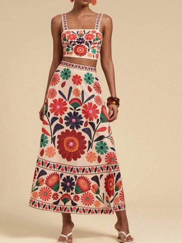 Women's Printed Fashion Sexy Suspender + Skirt Set-[Adult]-[Female]-Pattern-S-2022 Online Blue Zone Planet