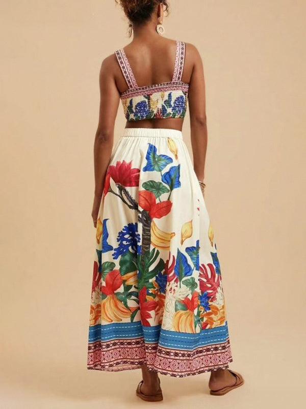 Women's Printed Fashion Sexy Suspender + Skirt Set-[Adult]-[Female]-2022 Online Blue Zone Planet