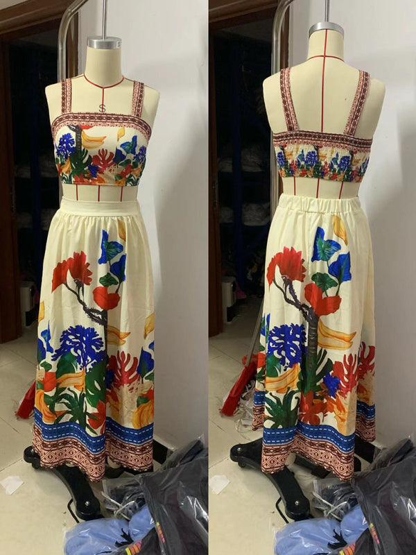 Women's Printed Fashion Sexy Suspender + Skirt Set-[Adult]-[Female]-2022 Online Blue Zone Planet