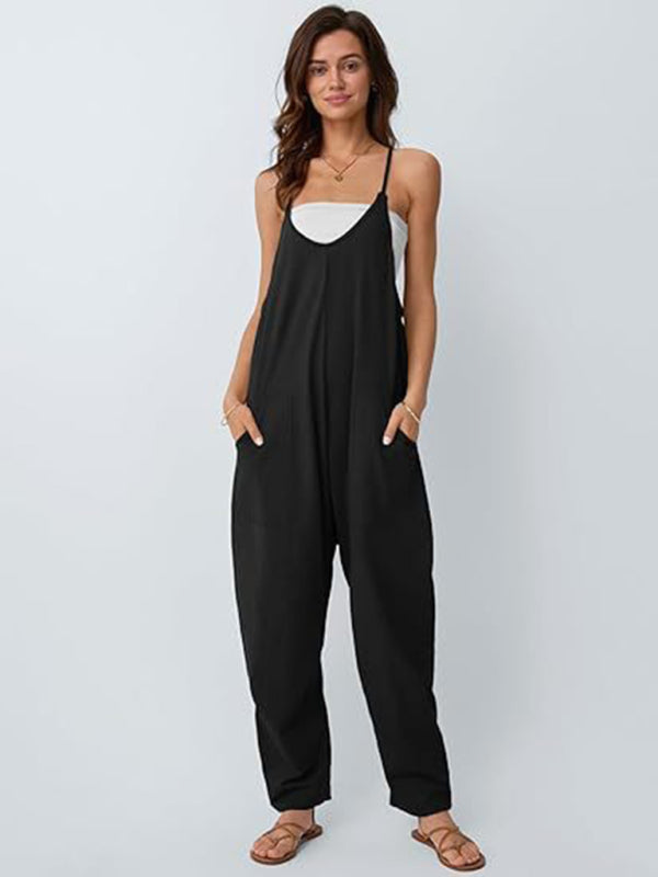Women'S Casual Suspender Overalls-[Adult]-[Female]-Black-S-2022 Online Blue Zone Planet