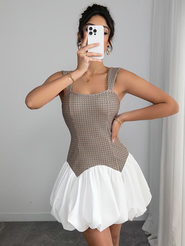 Houndstooth stretch slim short jumper dress-TOPS / DRESSES-[Adult]-[Female]-2022 Online Blue Zone Planet