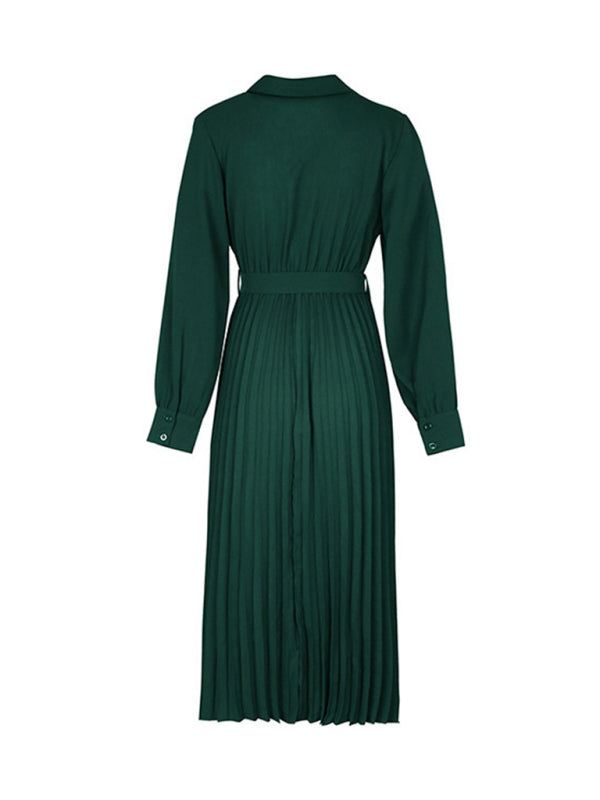Fashionable and simple solid color lapel dress-TOPS / DRESSES-[Adult]-[Female]-2022 Online Blue Zone Planet