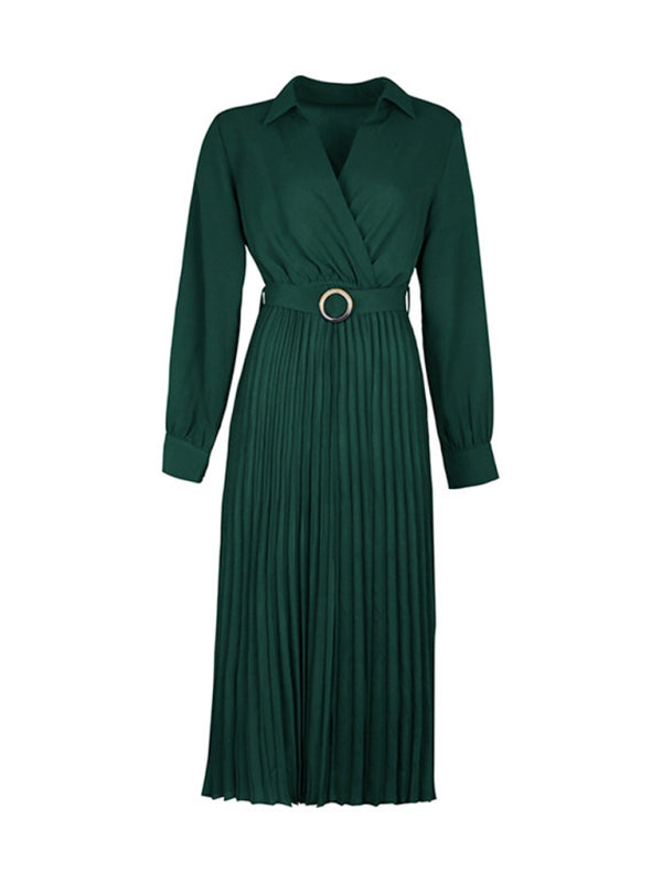 Fashionable and simple solid color lapel dress-TOPS / DRESSES-[Adult]-[Female]-2022 Online Blue Zone Planet