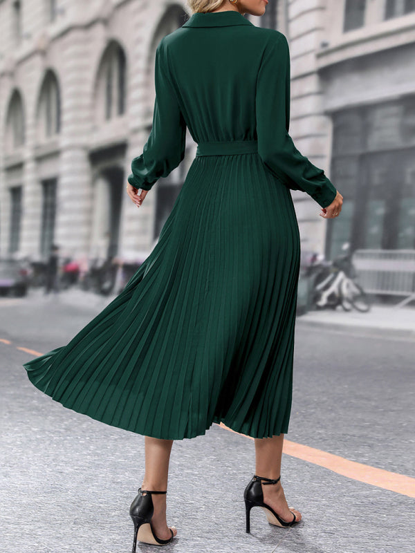 Fashionable and simple solid color lapel dress-TOPS / DRESSES-[Adult]-[Female]-2022 Online Blue Zone Planet