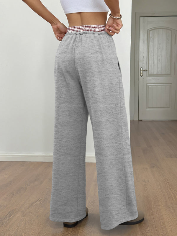 New contrast color stitching straight trousers casual pants-[Adult]-[Female]-2022 Online Blue Zone Planet