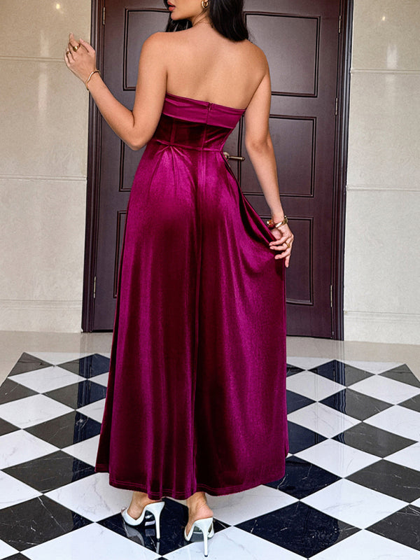 Strapless solid color long dress-TOPS / DRESSES-[Adult]-[Female]-2022 Online Blue Zone Planet