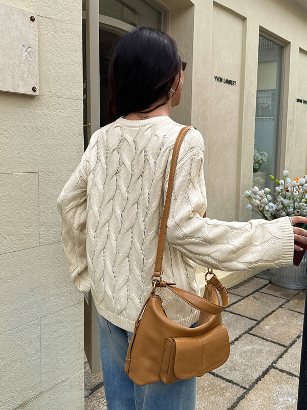 Casual simple long-sleeved solid color sweater-TOPS / DRESSES-[Adult]-[Female]-2022 Online Blue Zone Planet