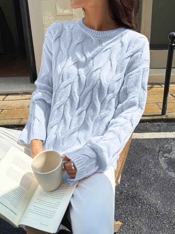 Casual simple long-sleeved solid color sweater-TOPS / DRESSES-[Adult]-[Female]-2022 Online Blue Zone Planet