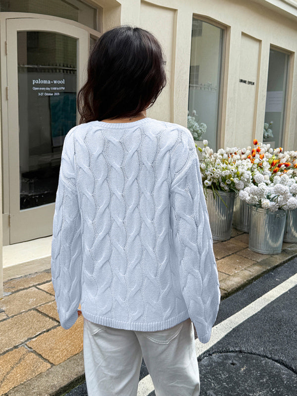 Casual simple long-sleeved solid color sweater-TOPS / DRESSES-[Adult]-[Female]-2022 Online Blue Zone Planet