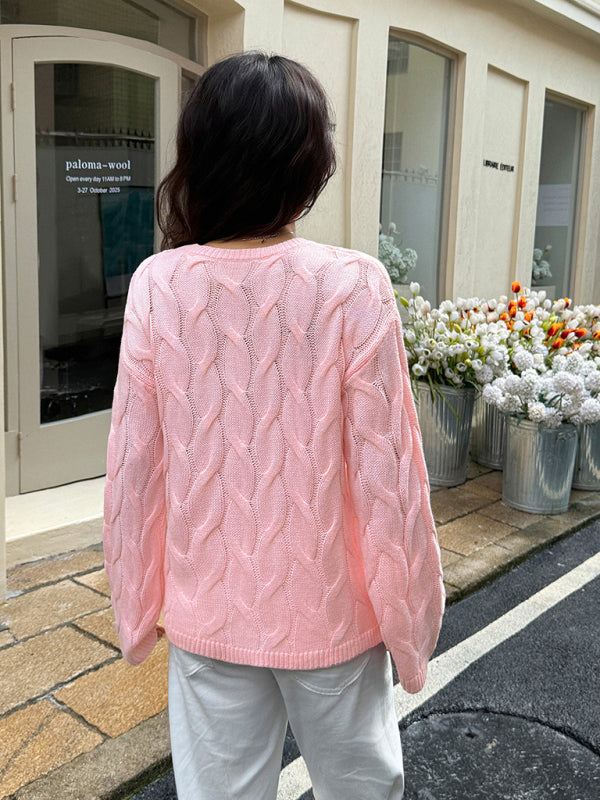 Casual simple long-sleeved solid color sweater-TOPS / DRESSES-[Adult]-[Female]-2022 Online Blue Zone Planet