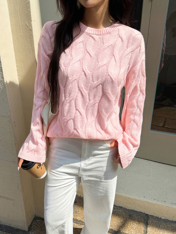 Casual simple long-sleeved solid color sweater-TOPS / DRESSES-[Adult]-[Female]-2022 Online Blue Zone Planet