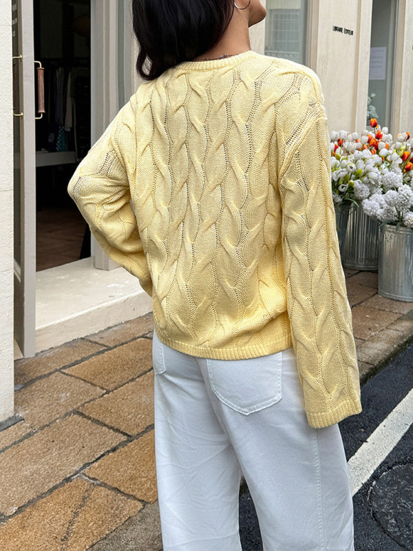 Casual simple long-sleeved solid color sweater-TOPS / DRESSES-[Adult]-[Female]-2022 Online Blue Zone Planet