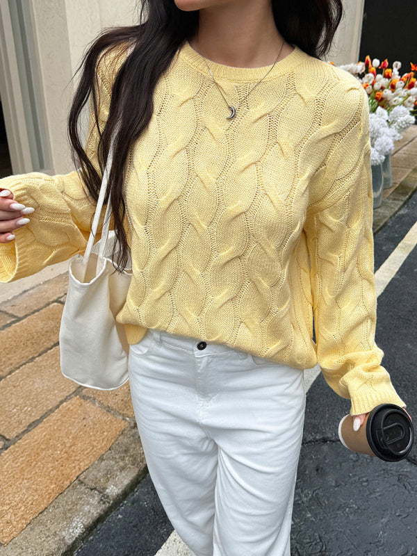 Casual simple long-sleeved solid color sweater-TOPS / DRESSES-[Adult]-[Female]-2022 Online Blue Zone Planet