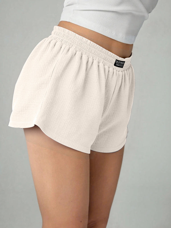 Women's Pure Cotton Shorts, Light And Simple Style, Solid Color, Home Three-Quarter Pants-[Adult]-[Female]-2022 Online Blue Zone Planet