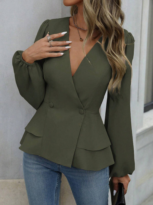New Waist Shirt-[Adult]-[Female]-Olive green-S-2022 Online Blue Zone Planet
