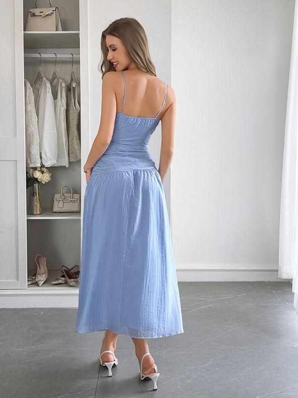 Vacation deep V sleeveless long dress Blue / L by Blue Zone Planet Vacation deep V sleeveless long dress Blue / L by Blue Zone Planet