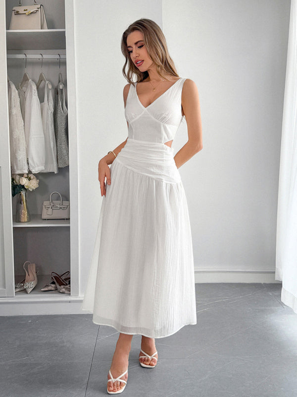 Vacation deep V sleeveless long dress-TOPS / DRESSES-[Adult]-[Female]-2022 Online Blue Zone Planet