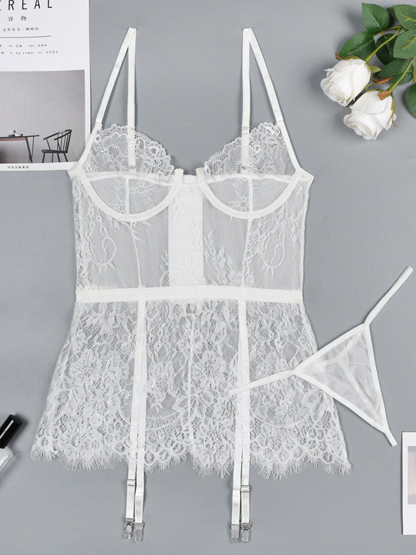 Thin lace see-through nightgown with irregular hem sexy erotic set-[Adult]-[Female]-2022 Online Blue Zone Planet
