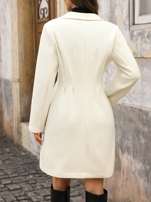 Elegant Chanel style solid color wool coat with pearl buttons-[Adult]-[Female]-2022 Online Blue Zone Planet