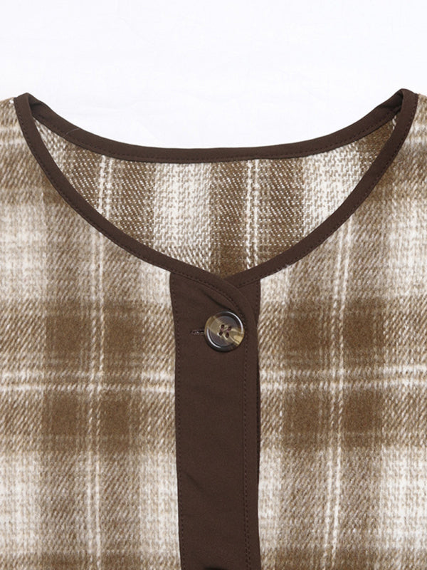Casual plaid cardigan jacket-[Adult]-[Female]-2022 Online Blue Zone Planet