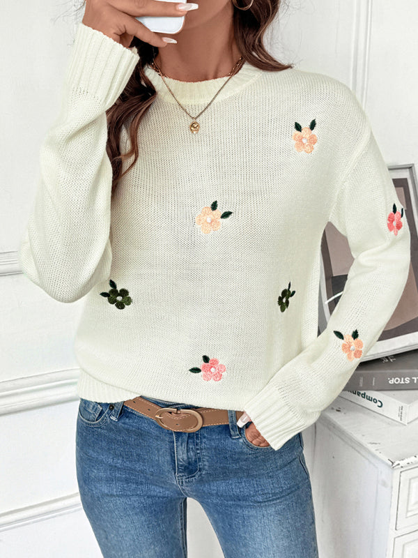 Sweet crew neck pullover sweater-[Adult]-[Female]-2022 Online Blue Zone Planet