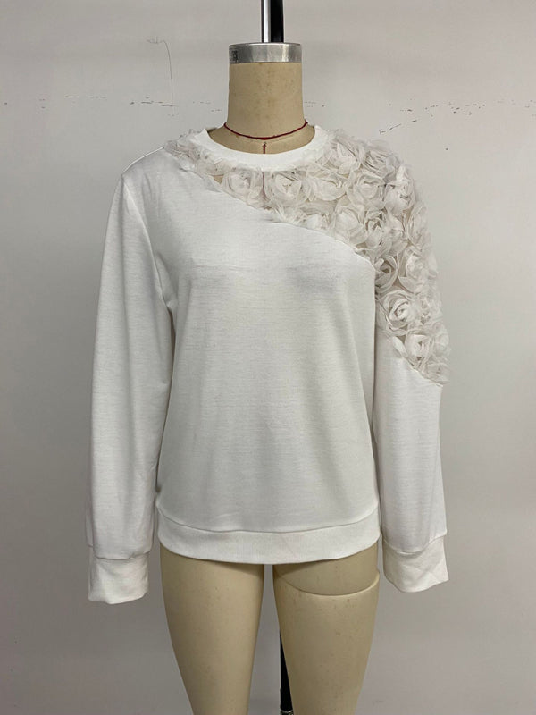 3D Floral Sweatshirt Long-Sleeved Top