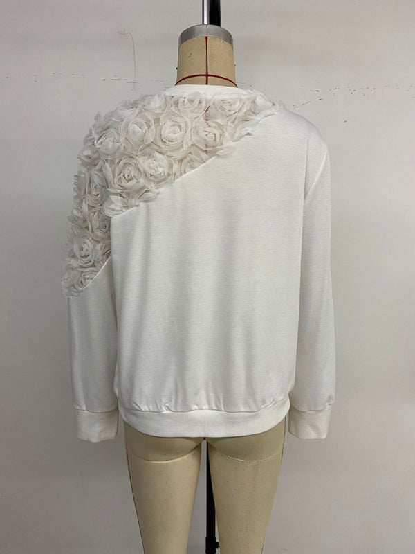 3D Floral Sweatshirt Long-Sleeved Top