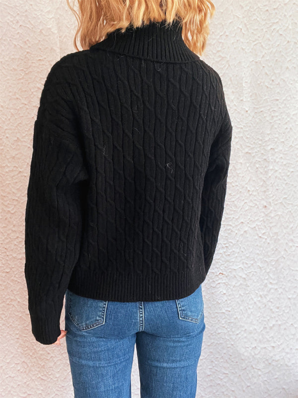 Turtleneck Pumpkin Knit Top Casual Fashion Warm Halloween Sweater-[Adult]-[Female]-2022 Online Blue Zone Planet