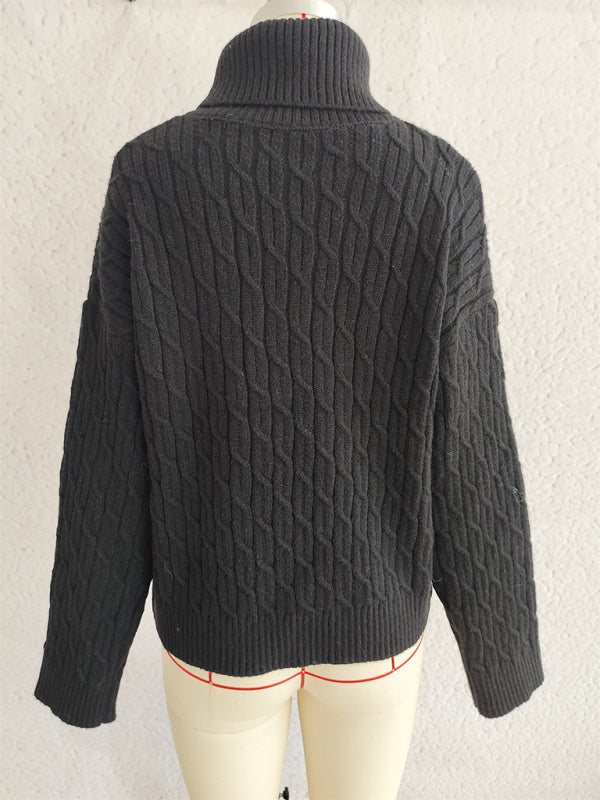 Turtleneck Pumpkin Knit Top Casual Fashion Warm Halloween Sweater-[Adult]-[Female]-2022 Online Blue Zone Planet