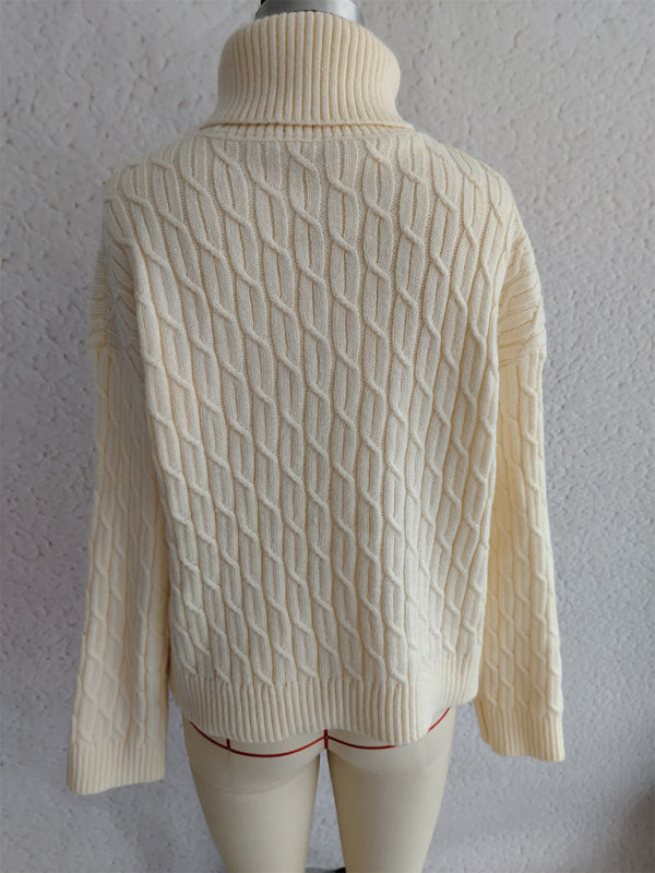 Turtleneck Pumpkin Knit Top Casual Fashion Warm Halloween Sweater-[Adult]-[Female]-2022 Online Blue Zone Planet